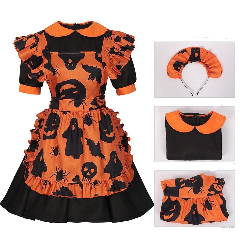 Women's Halloween pumpkin maid outfit