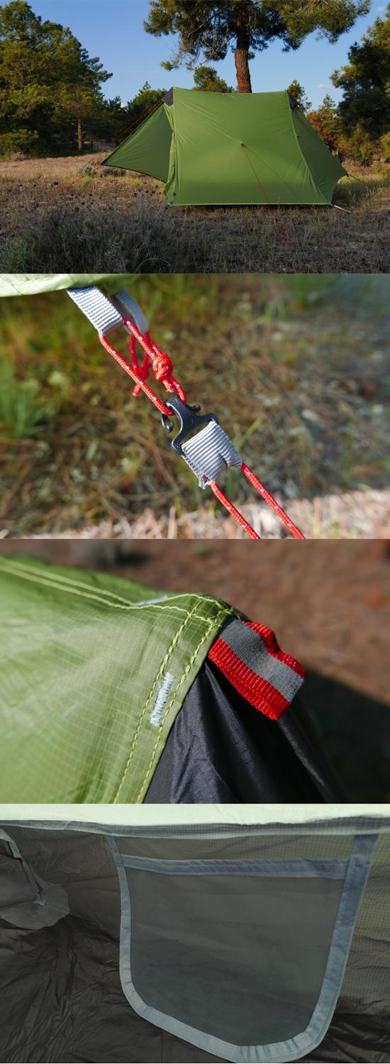 Silicon coated double tip single tip pole less tent rainproof