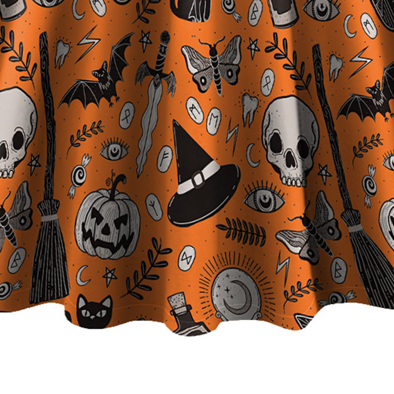 Vestido con estampado digital de calavera de calabaza y chaleco sin mangas de Halloween para mujer