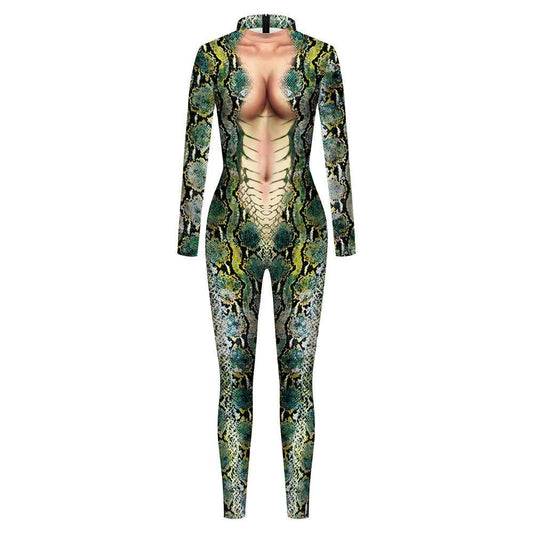 Animal Snake Pattern 3D Digital Printing One Piece Set Long Sleeve