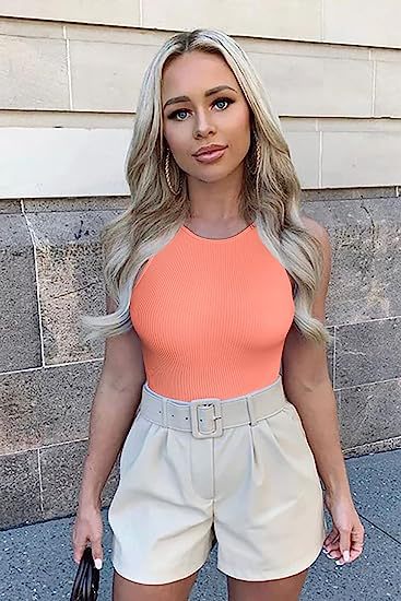 Mono de verano ajustado sin mangas con rayas hundidas