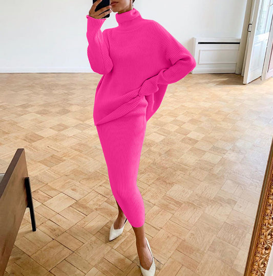 Traje de vestir holgado de cuello alto a la moda para mujer