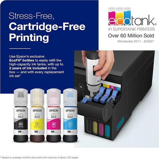 EcoTank ET-2800 Wireless Color All-in-One Cartridge-Free Supertank Printer with Scan and Copy - Black