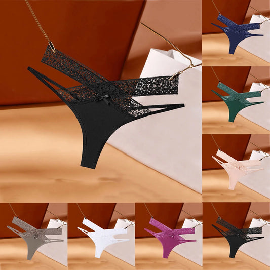 Underwear For Women Thong Women Sexy Floral Lace Mesh Panties Low Rise Hollow Out Transparent Plus