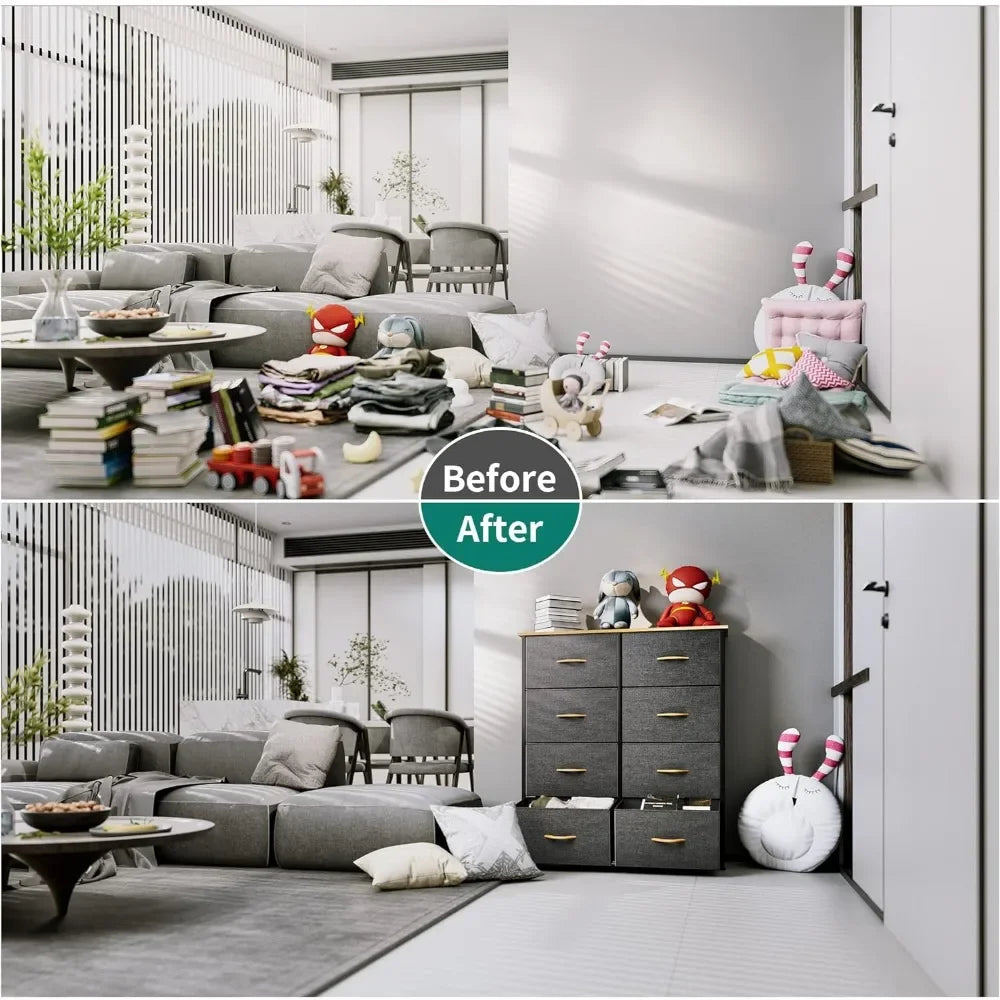 Dresser with 8 Drawers - Fabric Storage Tower, Organizer Unit for Bedroom, Living Room, Hallway