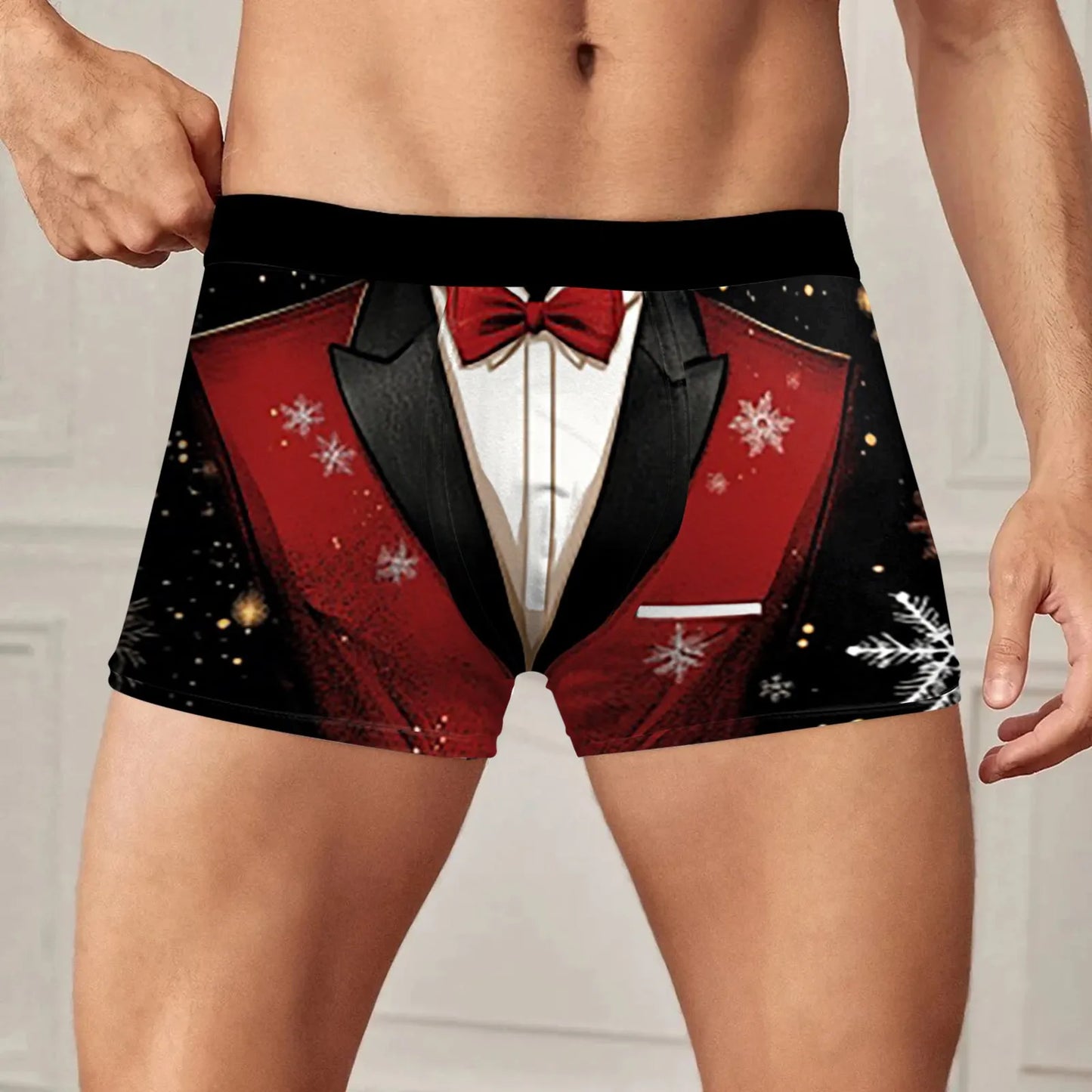 Christmas Printed Men's Underwear Low Waisted Personalized Underwear Flat Pants Breathable And Comfortable Boxer Shorts