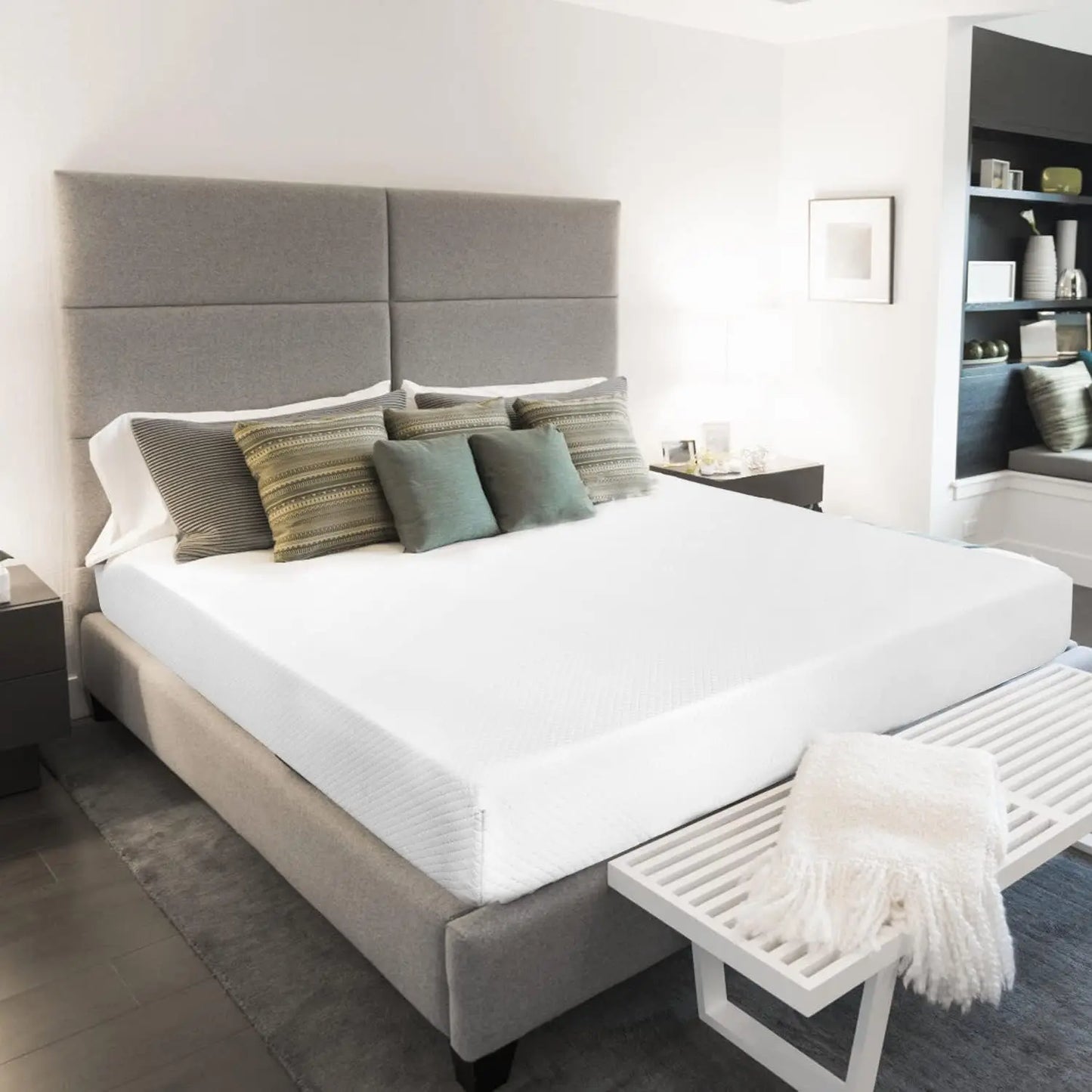 8 Inch Queen Gel Memory Foam Mattress Pressure Relieving, Cooling Gel Foam, Material & Construction,Bed-in-a-Box, White