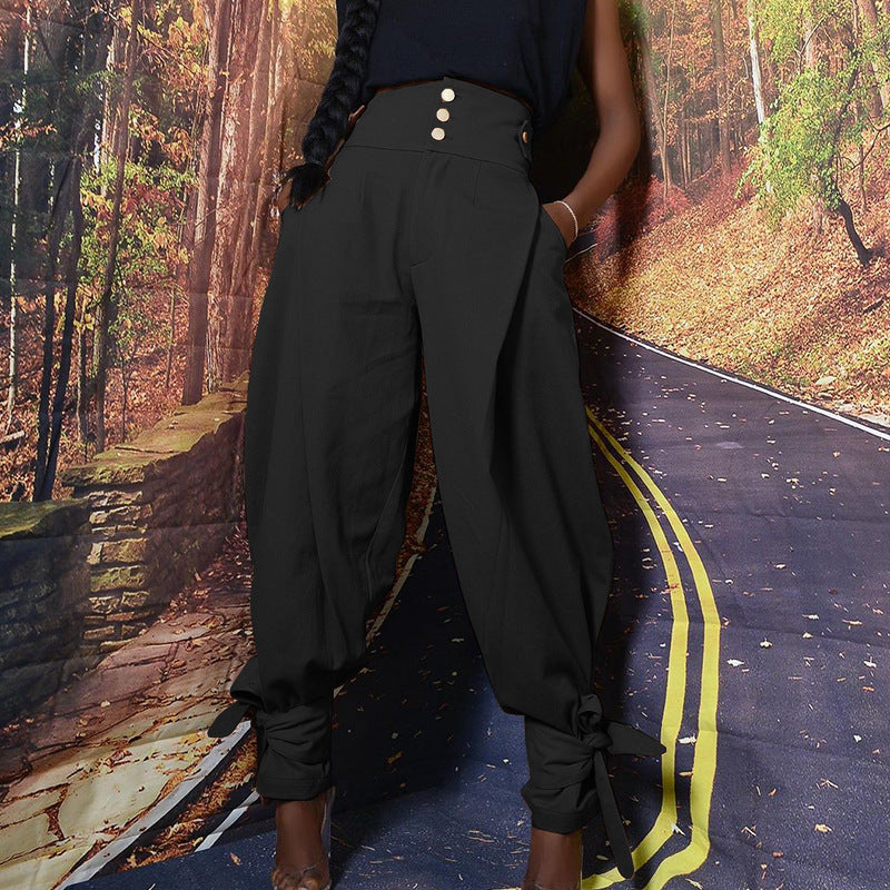 High Waisted Pants Workwear, Loose And Casual