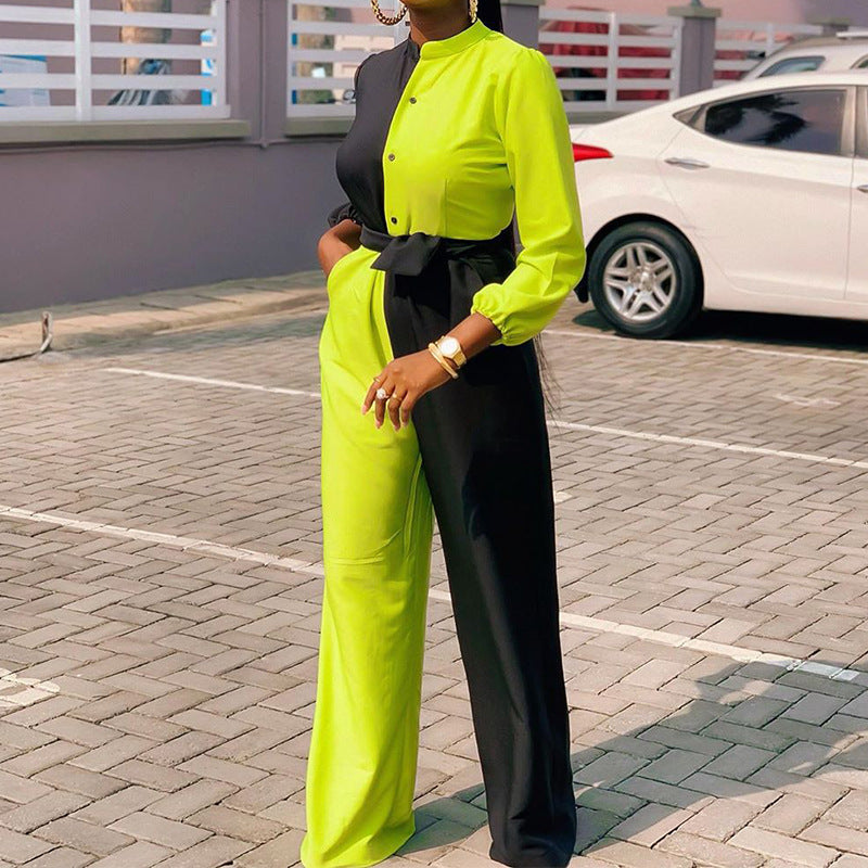 Mono de mujer con costuras en contraste de color a la moda