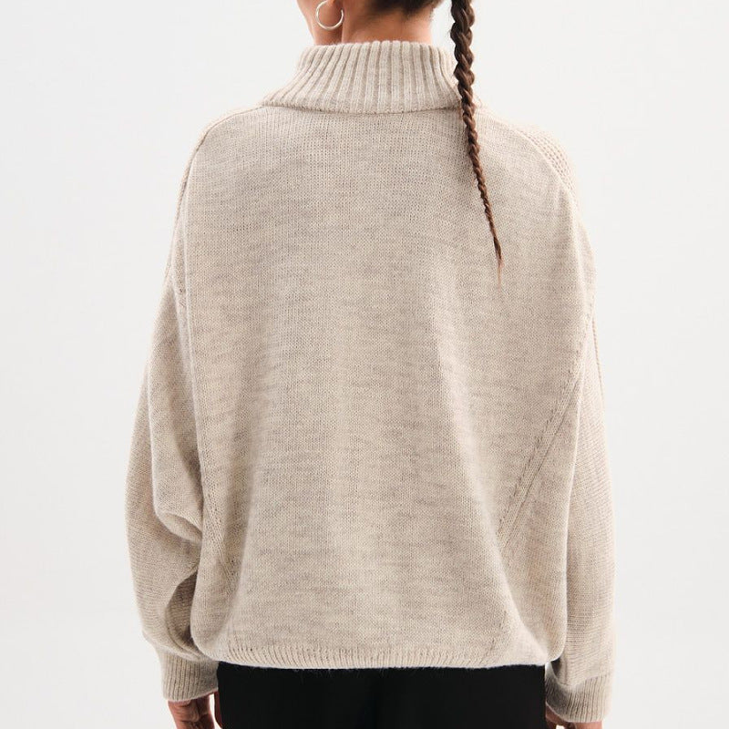 Suéter tipo chaqueta de punto con cremallera suelta para mujer