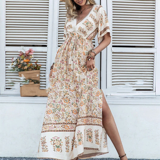 Vestido de manga corta con borlas de moda