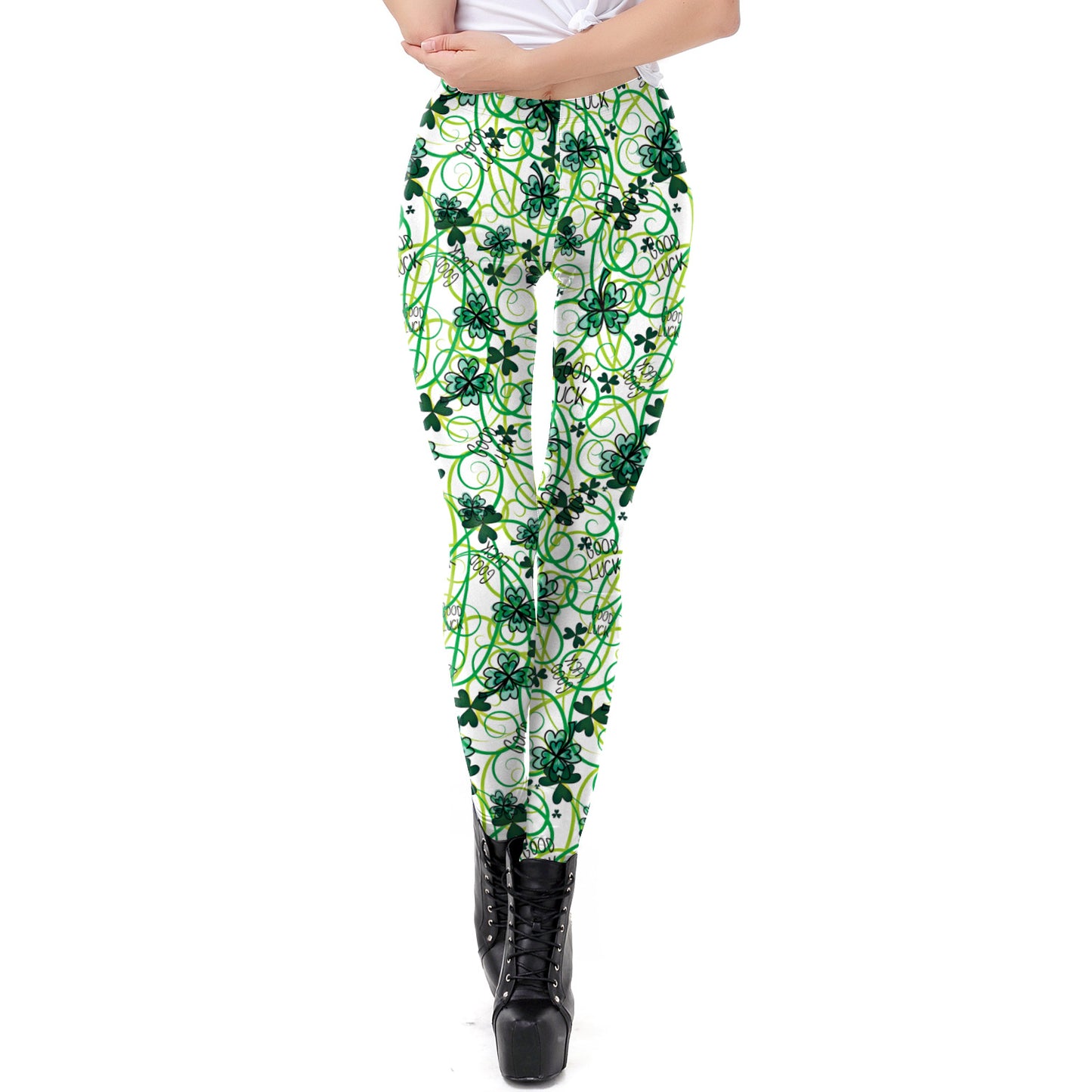 Holiday Printed Pencil High Waisted Slim Pants With Leggings