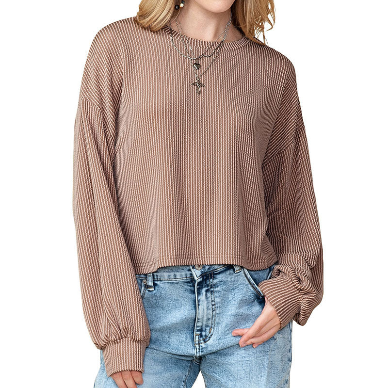 European And American Leisure Drop-shoulder Round Neck Pullover