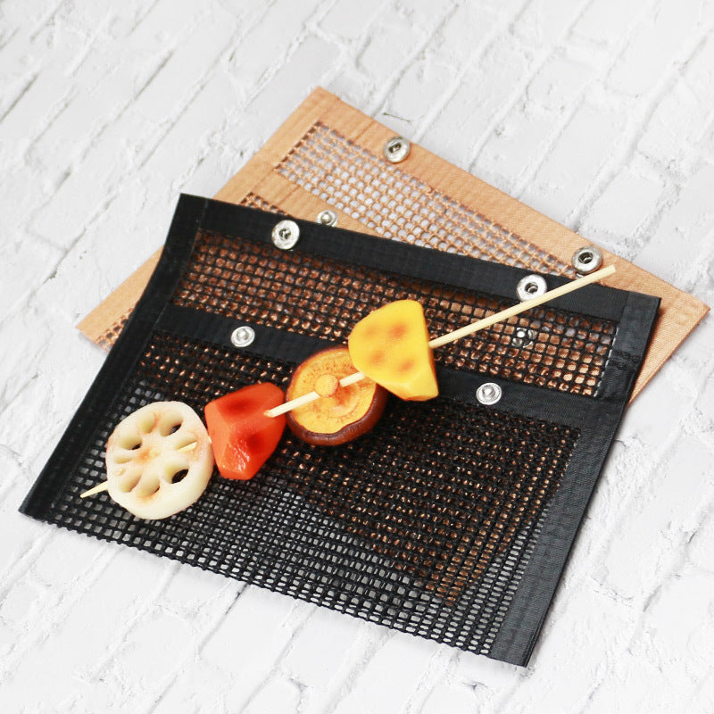 Grill Mesh Bag Non-stick Grid Mat BBQ Grill Bag Vegetable Grill High Temperature Resistant Reusable Grill Mat