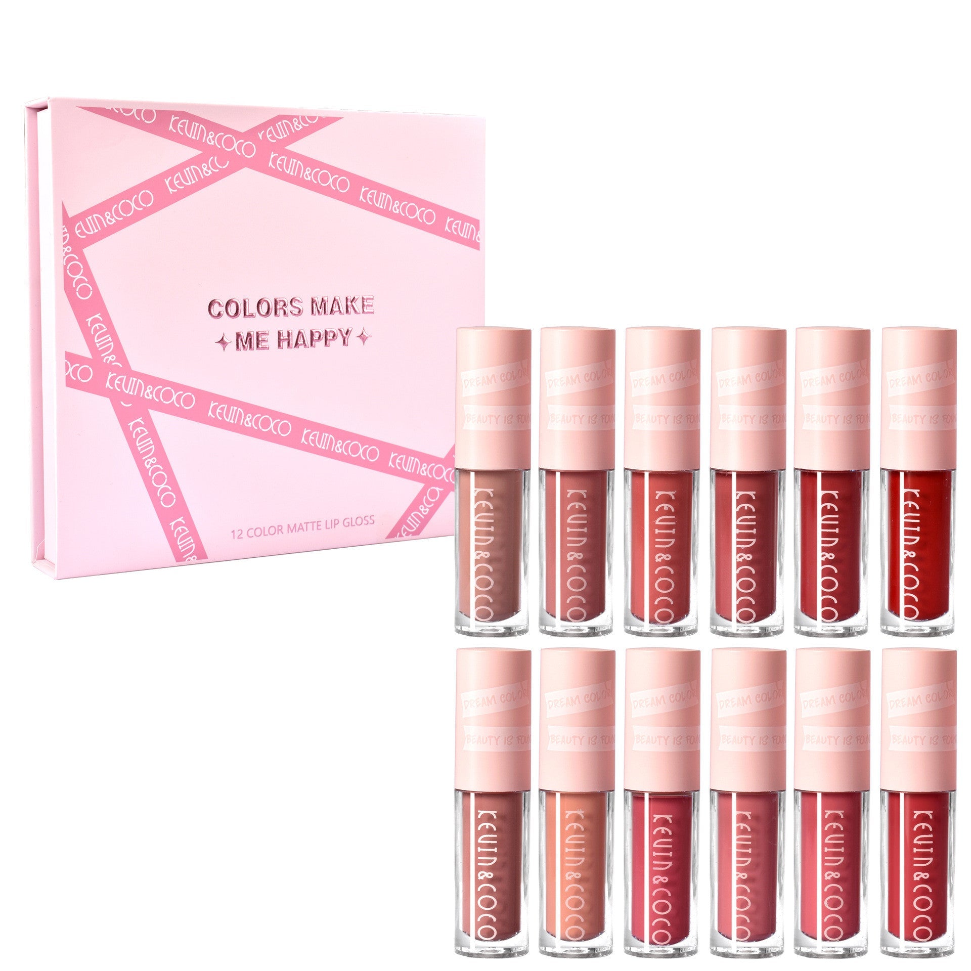 12 Colors Non Stick Cup Lip Gloss Set Waterproof Long Lasting - Bloomfield's