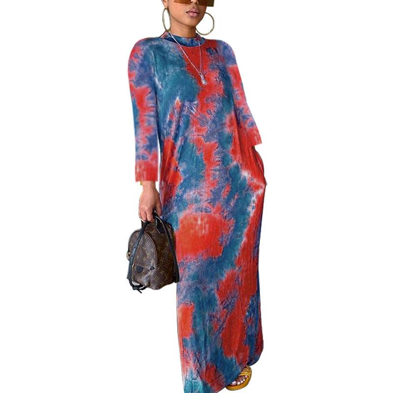 Women's Round-neck Long Printed Dress