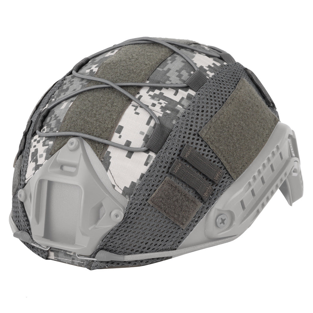 Military style tactical helmet with nylon mesh