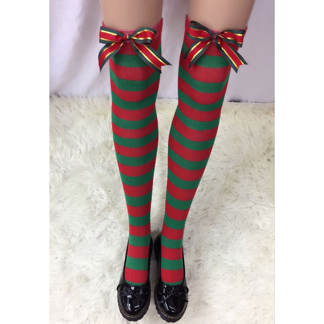 Christmas Socks Holiday Bow Stripes