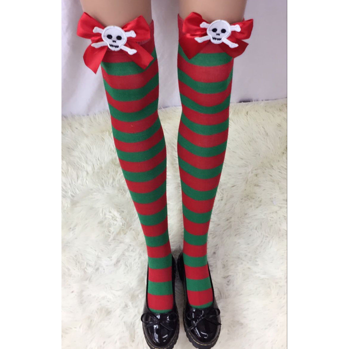 Christmas Socks Holiday Bow Stripes