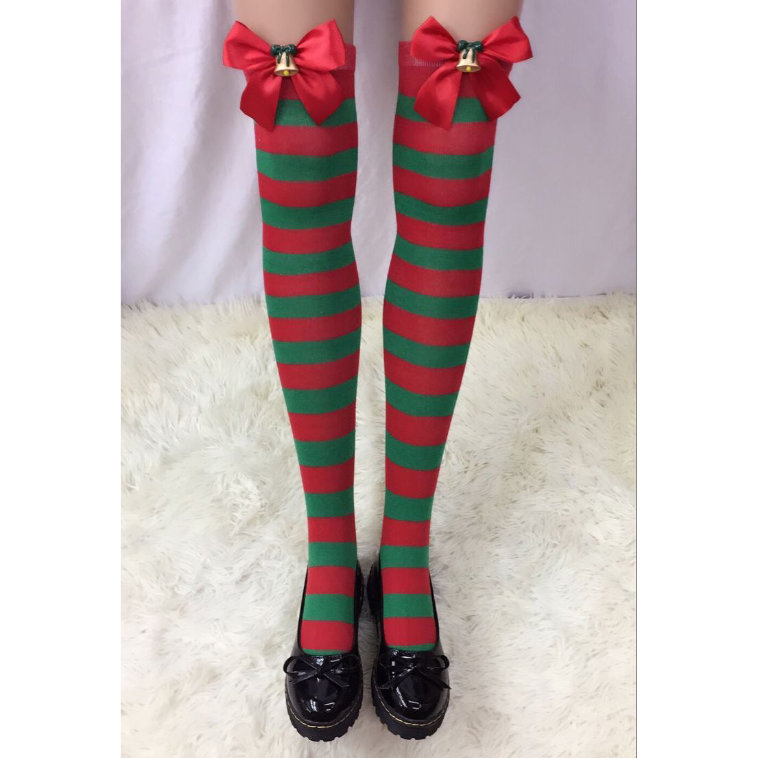 Christmas Socks Holiday Bow Stripes