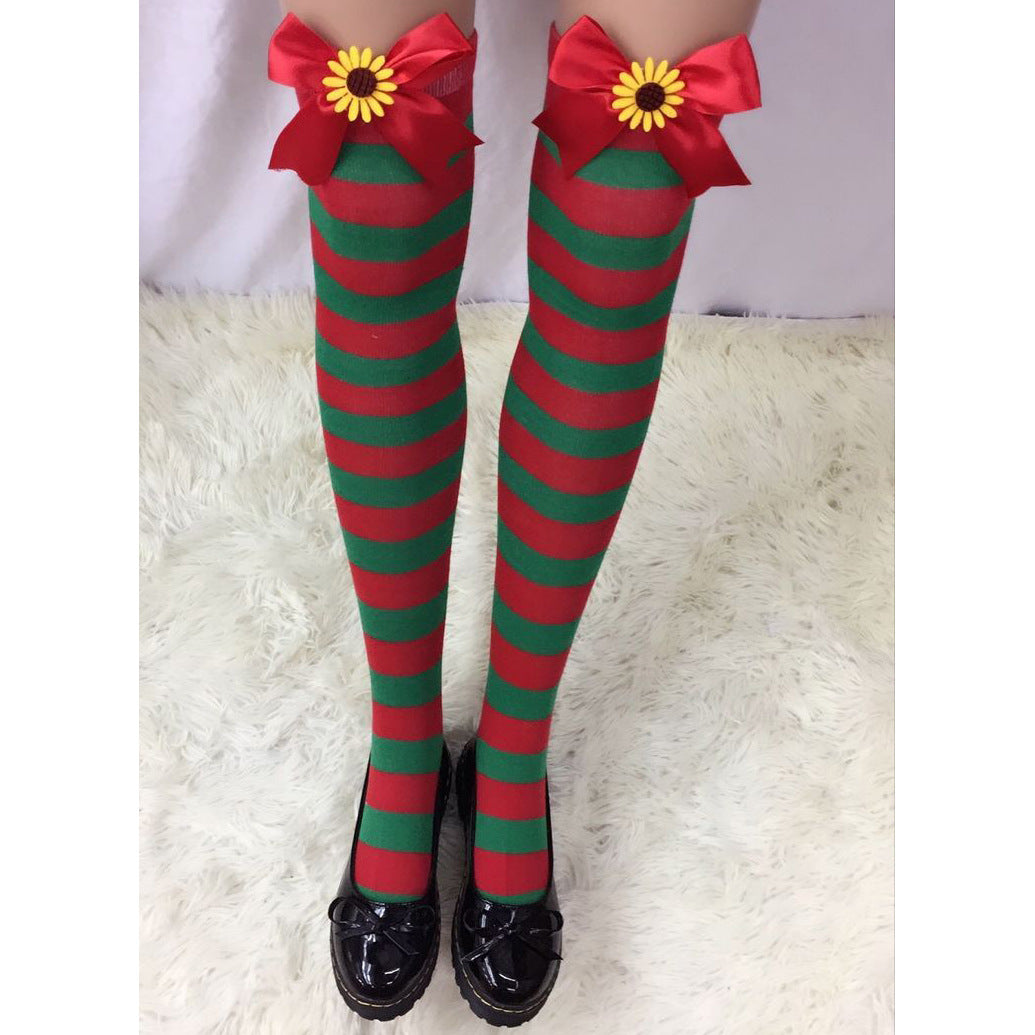 Christmas Socks Holiday Bow Stripes