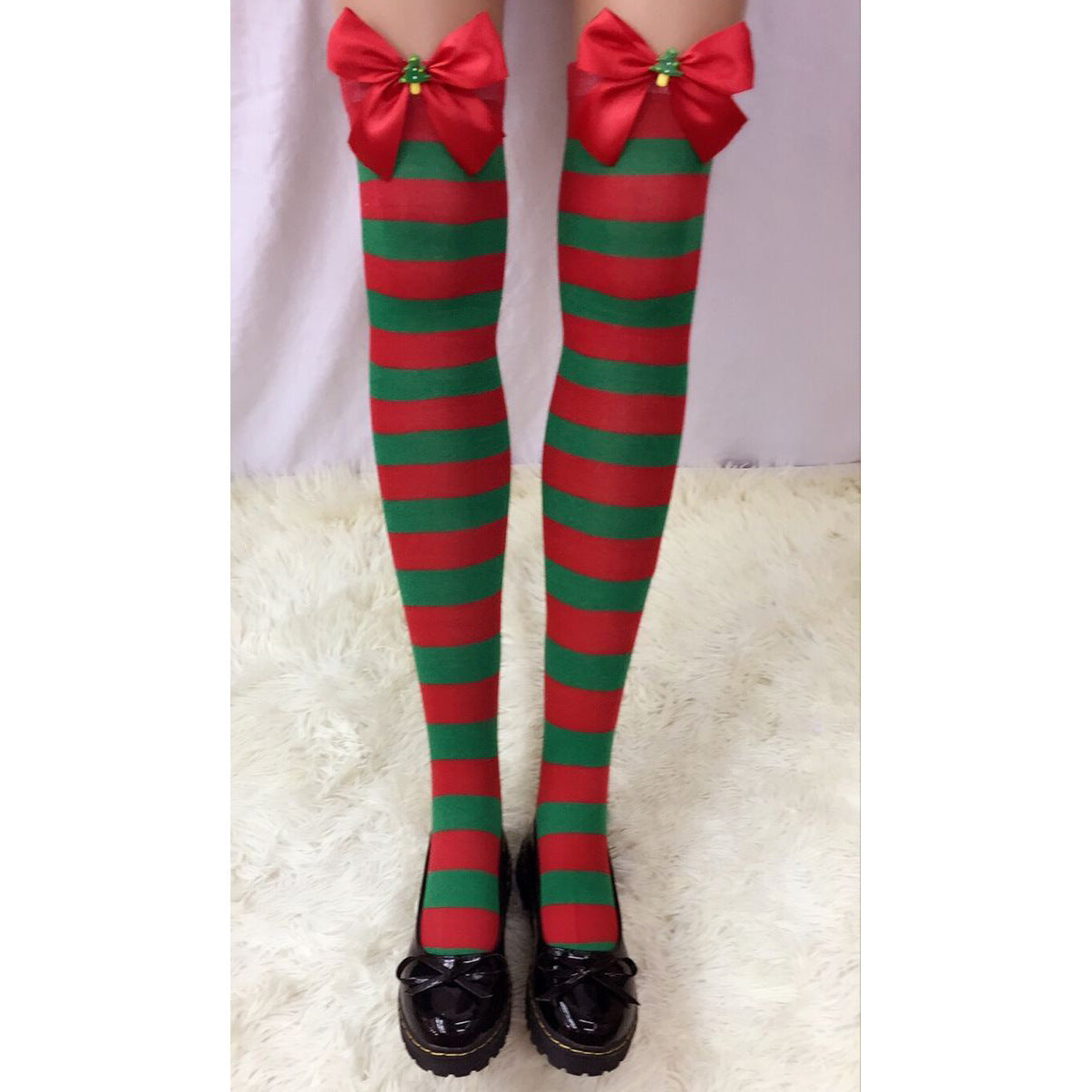 Christmas Socks Holiday Bow Stripes