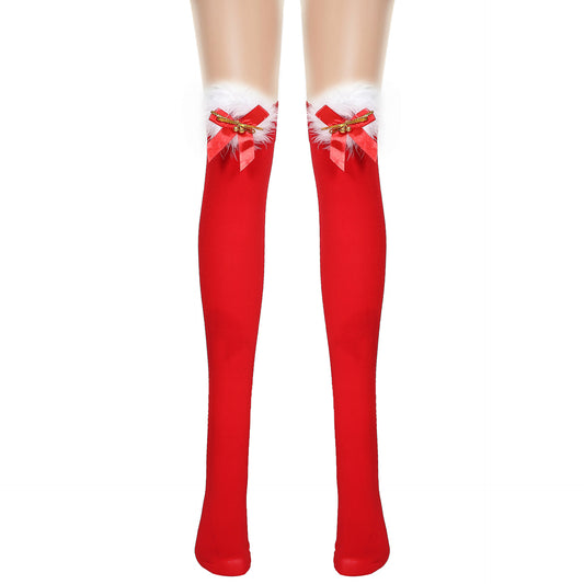 Thickened Women's Red Long Bow Christmas Stockings