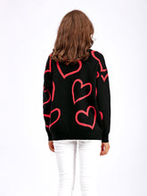 Laden Sie das Bild in den Galerie-Viewer, Women&#39;s Fashion Round Neck Heart Color Clash Sweater