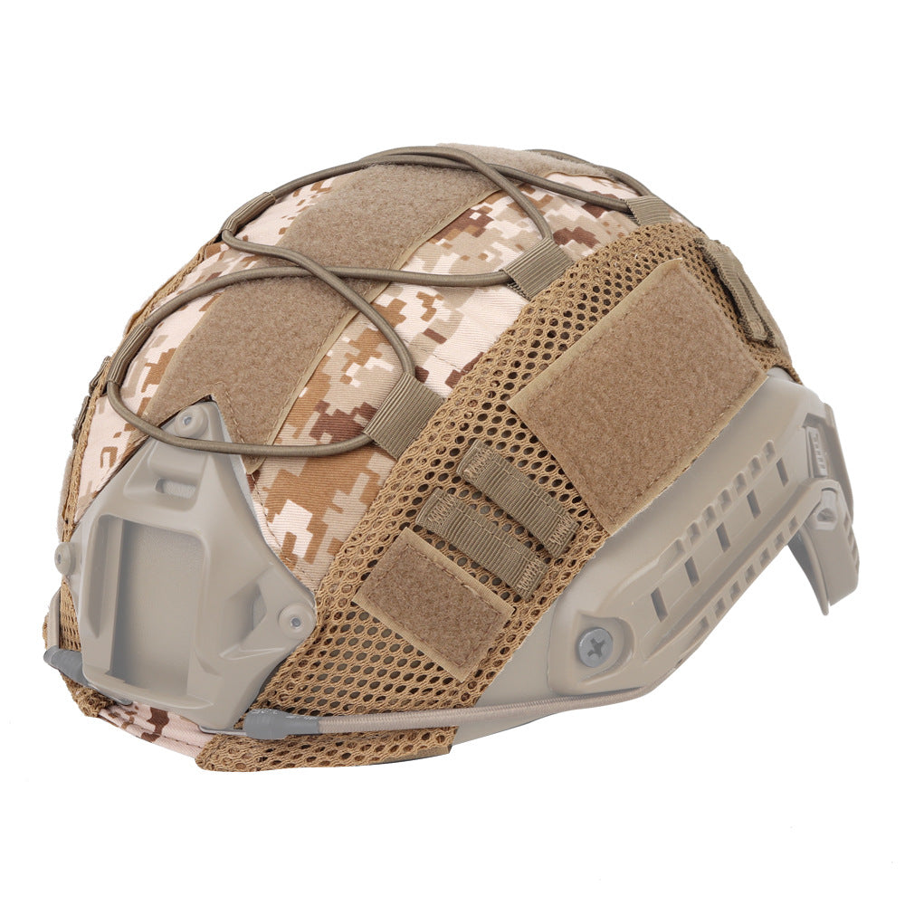 Military style tactical helmet with nylon mesh