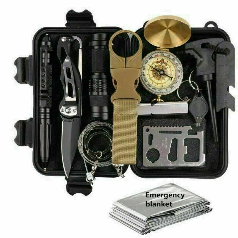 14 - In - 1 Outdoor Emergency Survival Kit Camping Hiking Tactical Gear Case Set Box - Bloomfield's