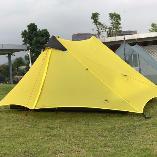 Single tip poleless tent