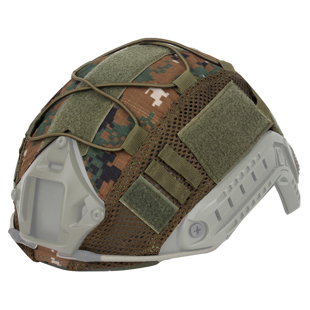 Military style tactical helmet with nylon mesh