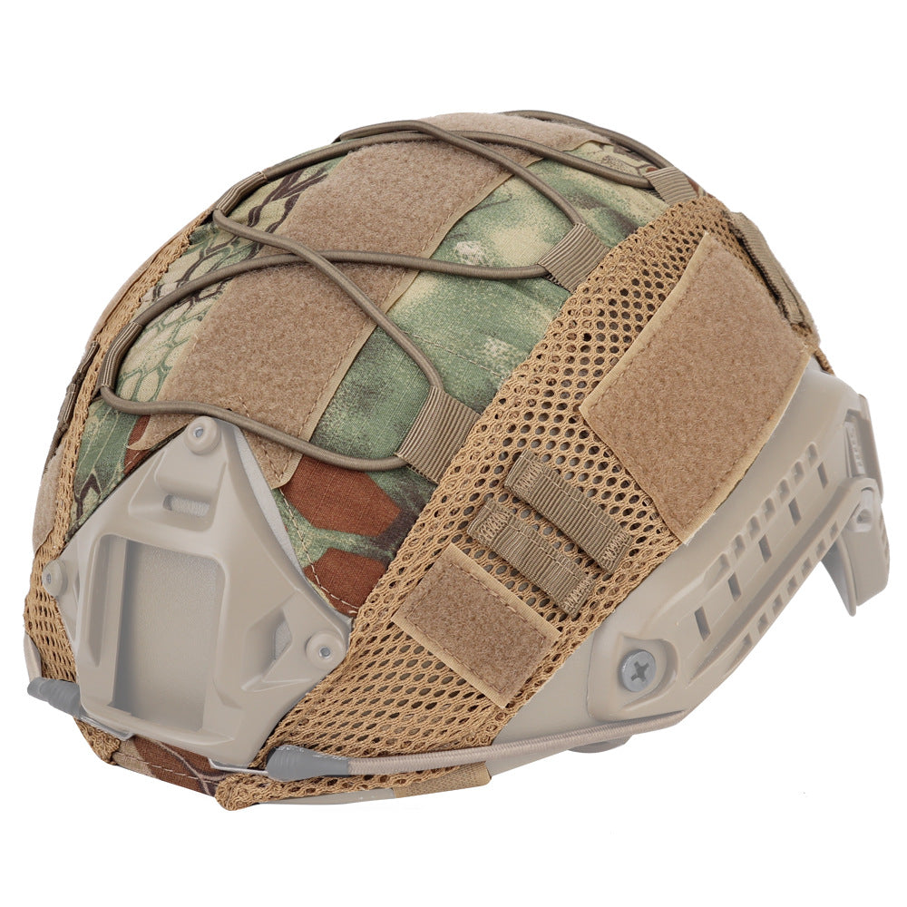 Military style tactical helmet with nylon mesh