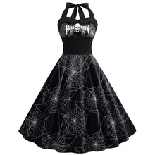 Charger l&#39;image dans la galerie, Halloween Dress Skull Spider Web Printed Clothing Women&#39;s Strap High Waist Skirt