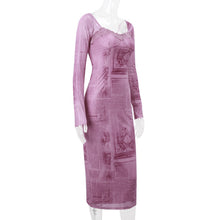 Laden Sie das Bild in den Galerie-Viewer, Square Collar Retro Slim-fit Long-sleeved Dress