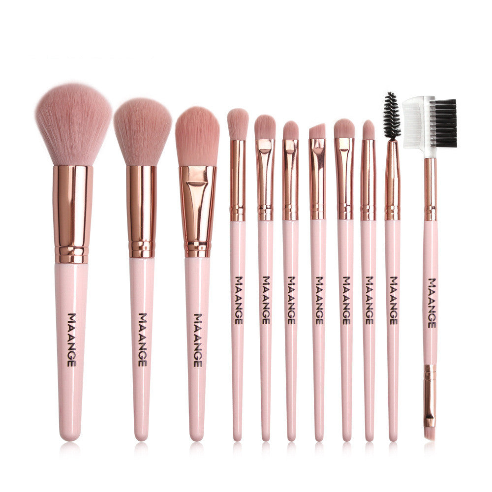 Pink makeup brush set powder eyeshadow blend