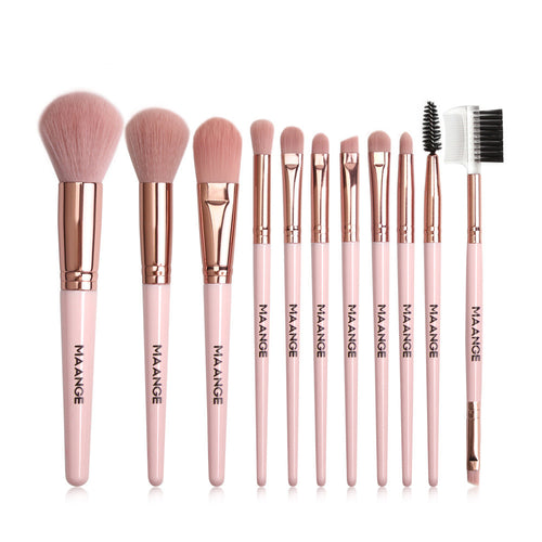 Pink makeup brush set powder eyeshadow blend