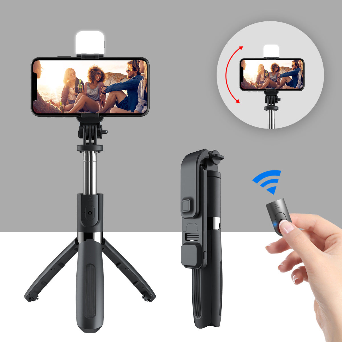 Trípode para selfies inalámbrico Bluetooth 3 en 1 compatible con Apple, 102 cm, plegable y monopie, trípode universal para teléfono