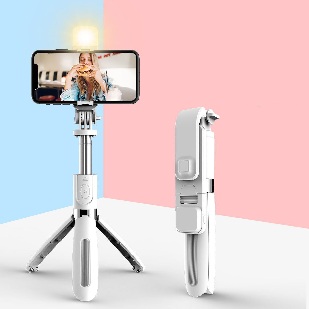 Trípode para selfies inalámbrico Bluetooth 3 en 1 compatible con Apple, 102 cm, plegable y monopie, trípode universal para teléfono