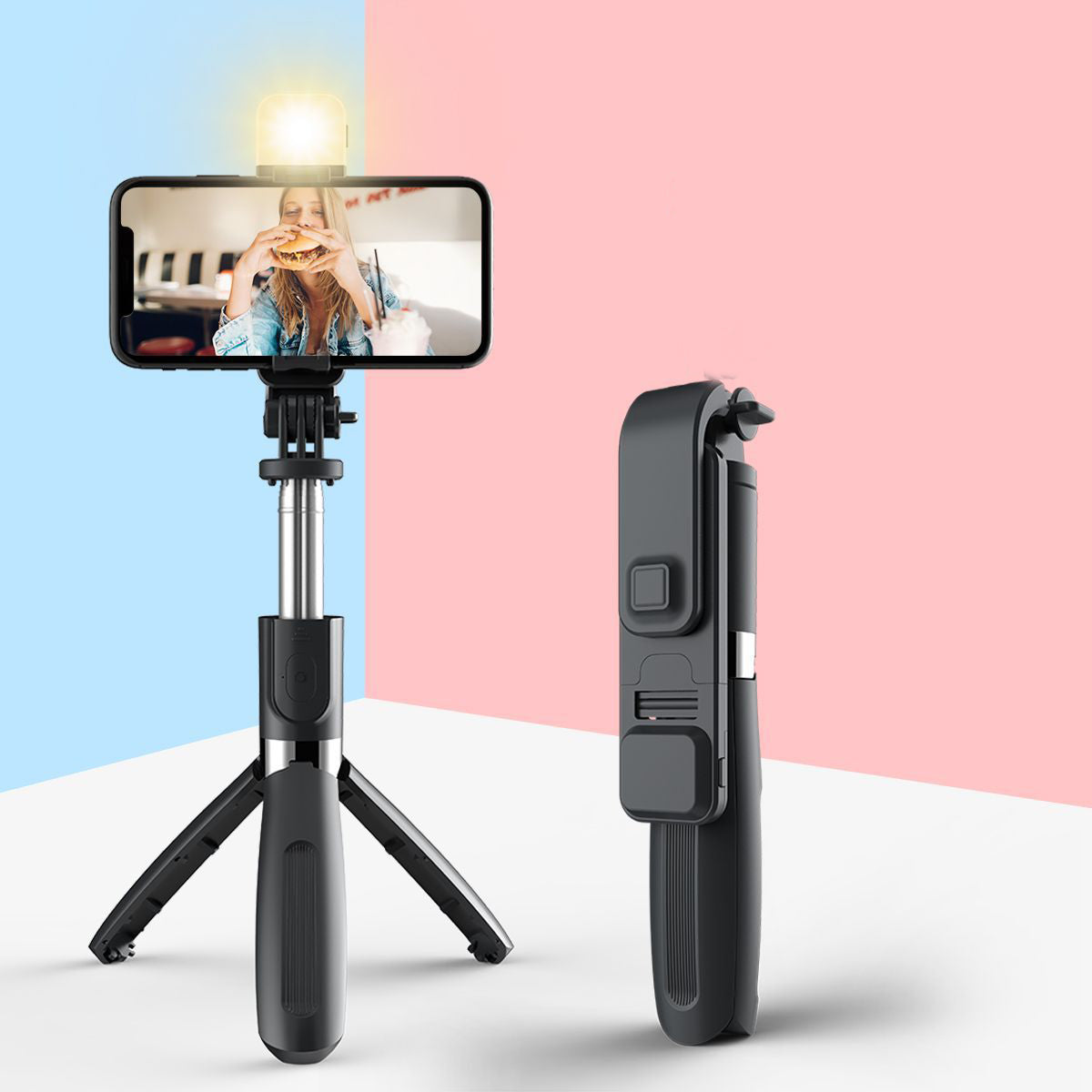 Trípode para selfies inalámbrico Bluetooth 3 en 1 compatible con Apple, 102 cm, plegable y monopie, trípode universal para teléfono