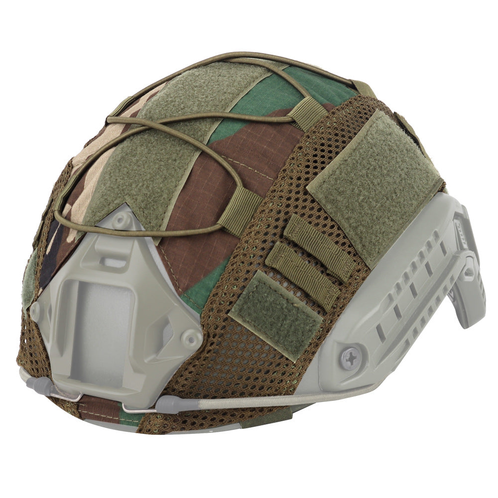 Military style tactical helmet with nylon mesh