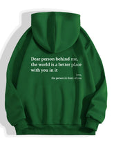 Carica l&#39;immagine nel visualizzatore di Gallery, Dear Person Behind Me,the World Is A Better Place,with You In It,love,the Person In Front Of You,Women&#39;s Plush Letter Printed Kangaroo Pocket Drawstring Printed Hoodie Unisex Trendy Hoodies