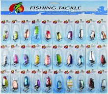 Charger l&#39;image dans la galerie, Metal Sheetmetal Lures Set 30x Spinnerbait Fishing Hard Lure Pike Salmon Bass Card 2 Fish Bait Hook Fishing Tackle spinners