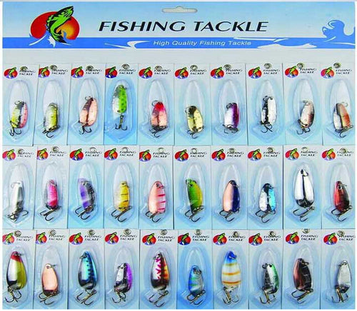 Metal Sheetmetal Lures Set 30x Spinnerbait Fishing Hard Lure Pike Salmon Bass Card 2 Fish Bait Hook Fishing Tackle spinners