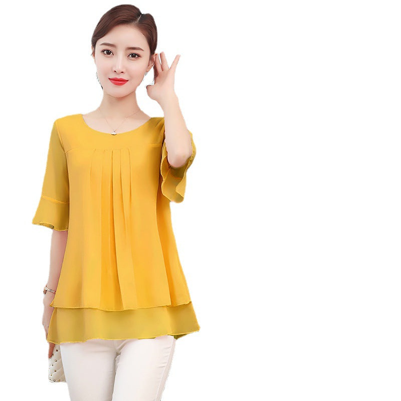 Women's Summer Plus Size Loose Top Chiffon Shirt