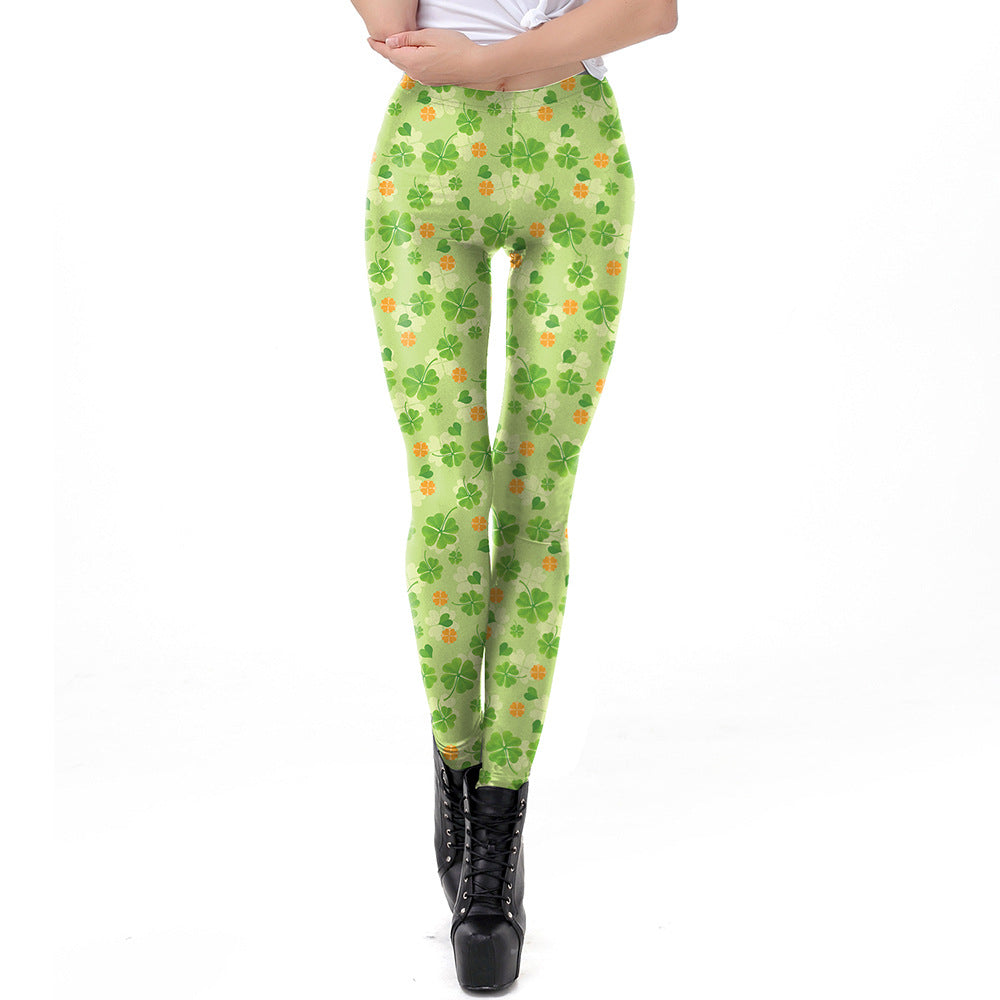 Holiday Printed Pencil High Waisted Slim Women's Leggings