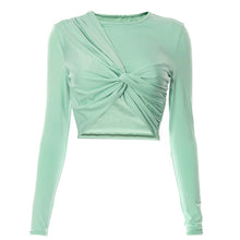 Carica l&#39;immagine nel visualizzatore di Gallery, Fashion Solid Color Twisted Navel Versatile Slimming Slim Top