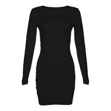 Laden Sie das Bild in den Galerie-Viewer, Long Sleeve Slim Solid Color Sheath Dress