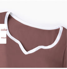 Carica l&#39;immagine nel visualizzatore di Gallery, Women&#39;s Fashion Casual Contrast Color V-neck Yoga Clothes Long Sleeve