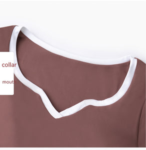 Women's Fashion Casual Contrast Color V-neck Yoga Clothes Long Sleeve